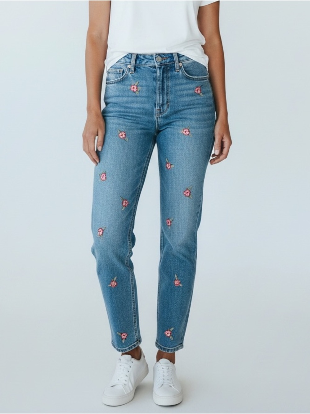 Nicole Miller New York Jeans Nomad Super High Rise Ankle Slim Floral Embroidered